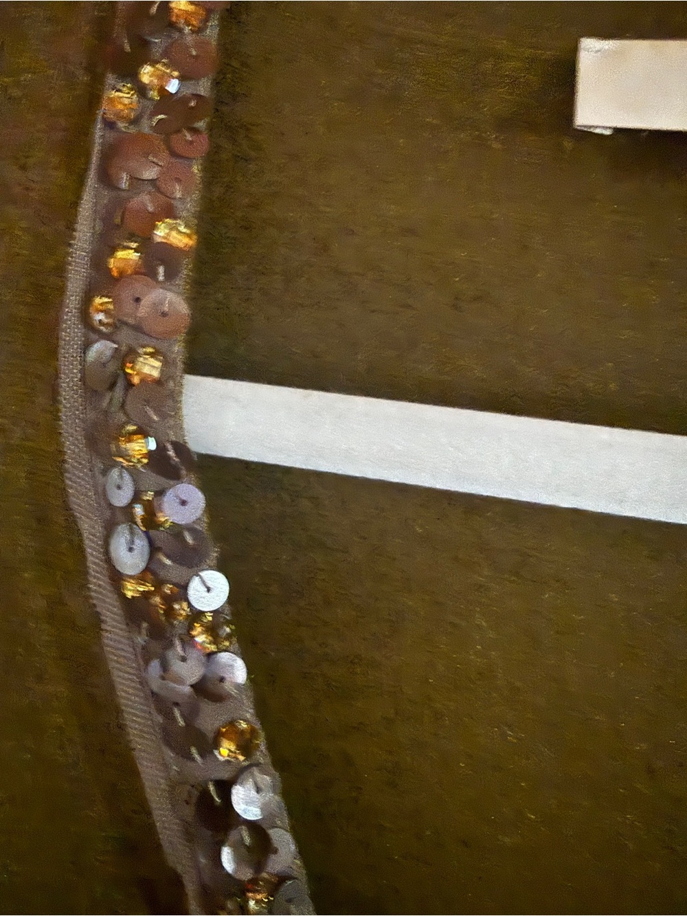 LOFT Olive Green Beaded Trim V-Neck Cardigan - Picture 5 of 6